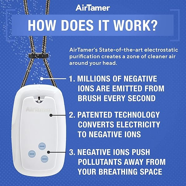 AirTamer AirTamer Advanced Rechargeable Air Purifier A315 Portable Negative Ion Generator for Germs Dust Bacteria Allergens Mold Odors Black Leather Case - View 6 of 8