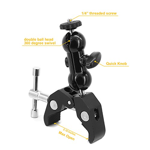 Anwenk 2 Pack Camera Clamp Mount Monitor Bracket Double Ballhead Arm with Super Clamp for Ronin M Ronin MX Freefly MOVI - View 3 of 8