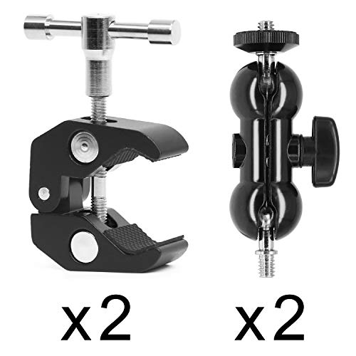 Anwenk 2 Pack Camera Clamp Mount Monitor Bracket Double Ballhead Arm with Super Clamp for Ronin M Ronin MX Freefly MOVI - View 4 of 8