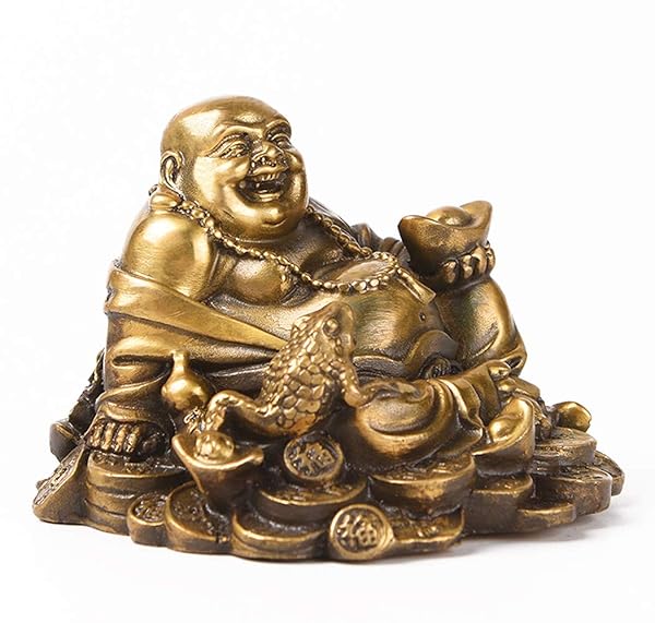 BRABUD BRABUD Brass Laughing Buddha & Money Frog: Home Decor for Peace & Wealth | TQ163