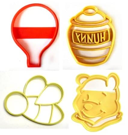 YNGLLC Winnie the Pooh Adventure Theme Balloon Hunny Honey Pot Set of 4 Cookie Cutters Made in USA
