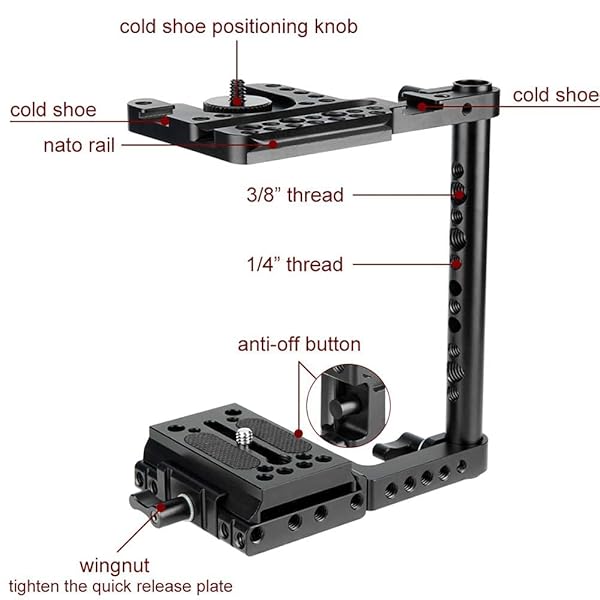 NICEYRIG Buy NICEYRIG Quick Release Half Cage Kit for Panasonic, Canon & Nikon - Perfect for G85, EOS R, D850 & More! - View 5 of 9
