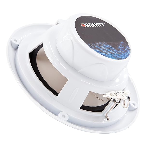 Gravity Professional Gravity Marine Speakers 6.5 Inch Waterproof Outdoor Audio System with LED Lights 350 Watt Power Low Profile Slim Style 1 Pair MG680 White - View 4 of 4