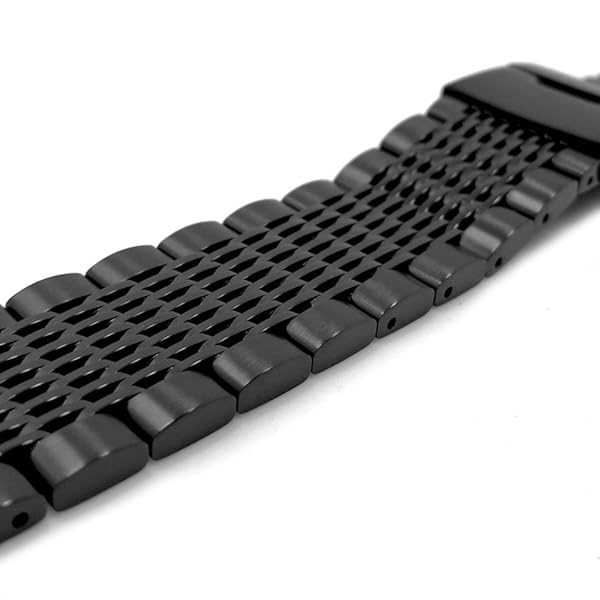 SINAIKE Matte Finish Brushed 20mm Black Stainless Steel Mesh Watch Band for Men and Women with Fold-Over Clasp - View 6 of 8