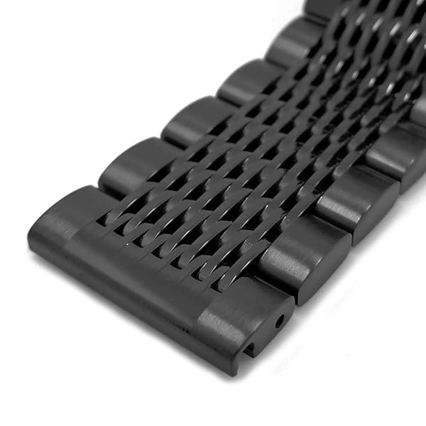 SINAIKE Matte Finish Brushed 20mm Black Stainless Steel Mesh Watch Band for Men and Women with Fold-Over Clasp - View 7 of 8