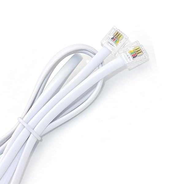 NEORTX NEORTX 5ft RJ11 to RJ11 Cable Male to Male Telephone Line Extension Cord for Landline and Fax Machine White - View 7 of 10