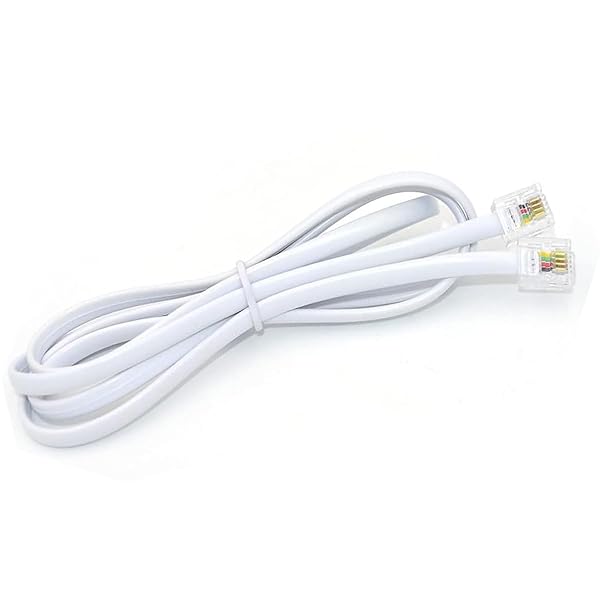 NEORTX NEORTX 5ft RJ11 to RJ11 Cable Male to Male Telephone Line Extension Cord for Landline and Fax Machine White - View 8 of 10