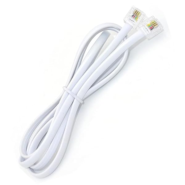 NEORTX NEORTX 5ft RJ11 to RJ11 Cable Male to Male Telephone Line Extension Cord for Landline and Fax Machine White - View 9 of 10
