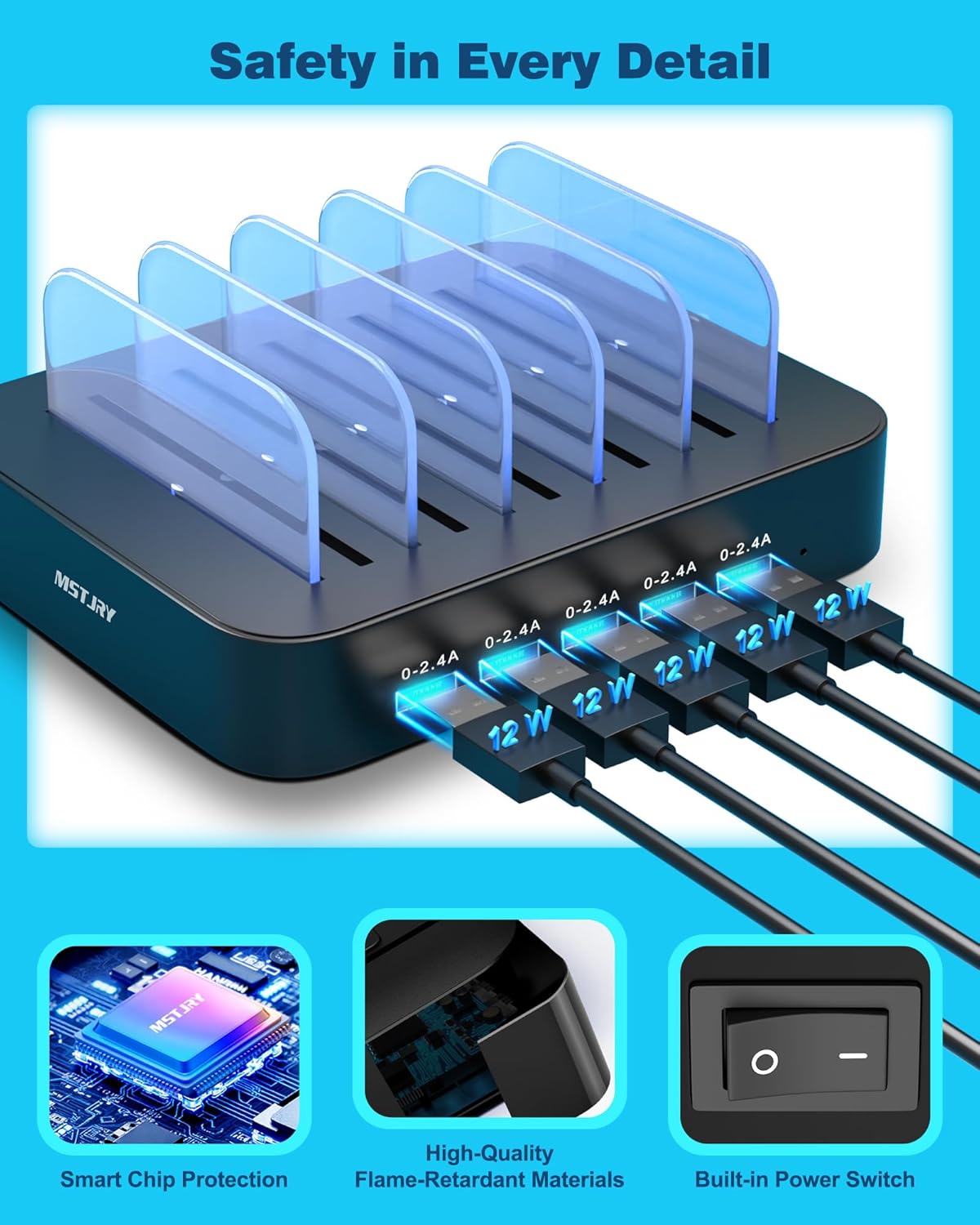 MSTJRY Valentine's Day Gift: MSTJRY 5-Port USB Charging Station for iPhone, iPad & More - Perfect for Him & Her! - View 2 of 8