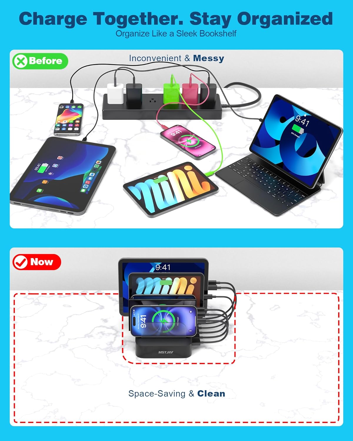 MSTJRY Valentine's Day Gift: MSTJRY 5-Port USB Charging Station for iPhone, iPad & More - Perfect for Him & Her! - View 3 of 8