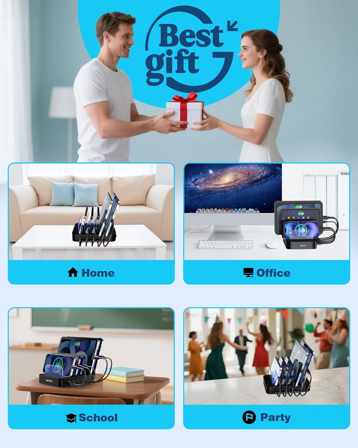 MSTJRY Valentine's Day Gift: MSTJRY 5-Port USB Charging Station for iPhone, iPad & More - Perfect for Him & Her! - View 7 of 8