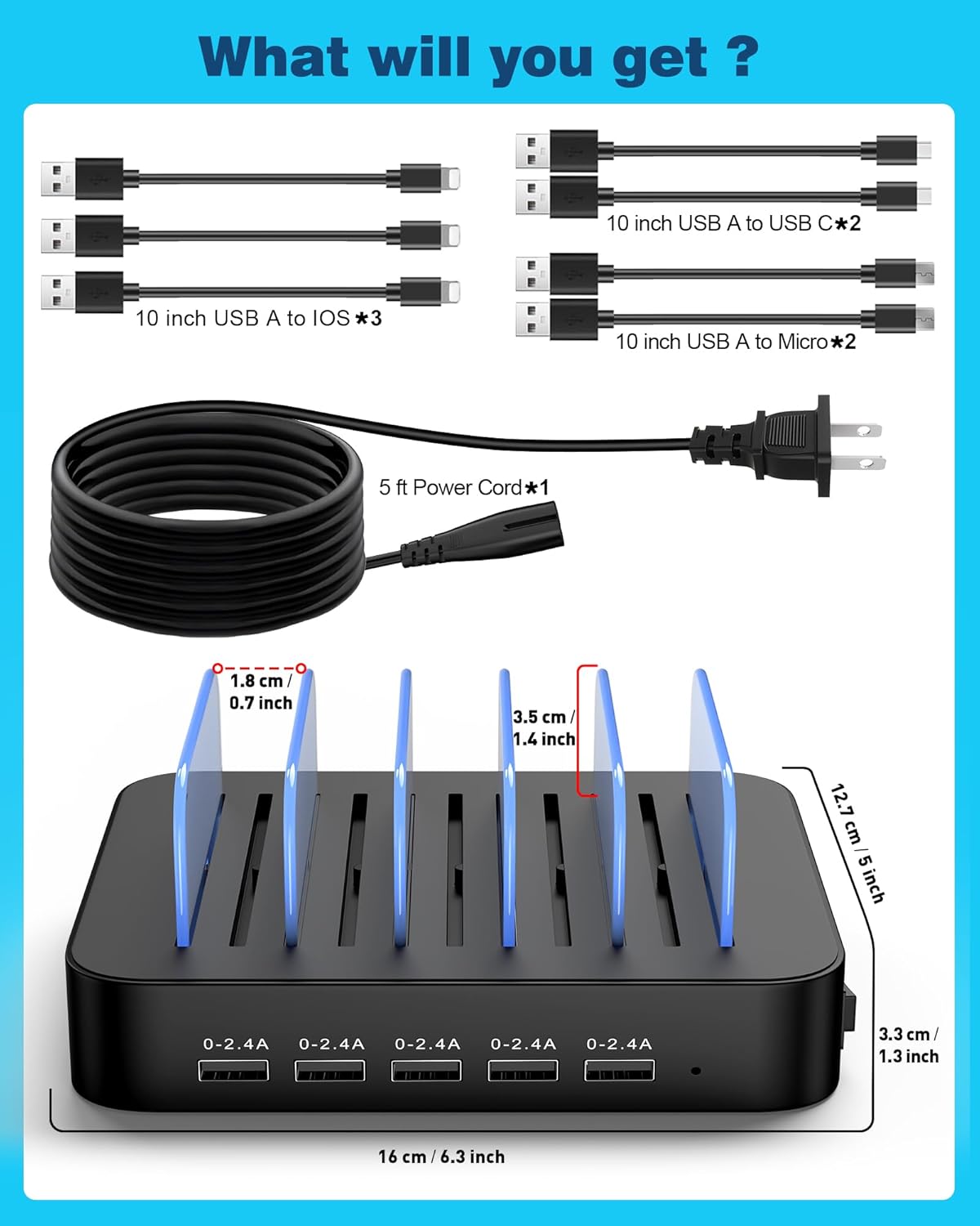 MSTJRY Valentine's Day Gift: MSTJRY 5-Port USB Charging Station for iPhone, iPad & More - Perfect for Him & Her! - View 8 of 8