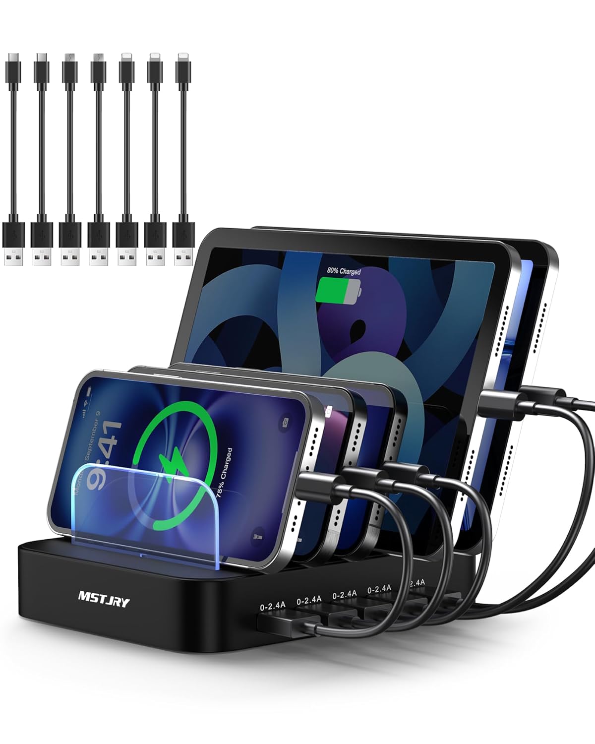 MSTJRY Valentine's Day Gift: MSTJRY 5-Port USB Charging Station for iPhone, iPad & More - Perfect for Him & Her!