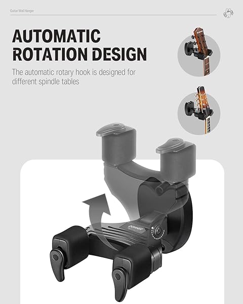 Donner Donner Guitar Wall Mount Locking 3-Pack: Secure Hangers for Acoustic, Electric, Bass & Mandolin - Black - View 3 of 8