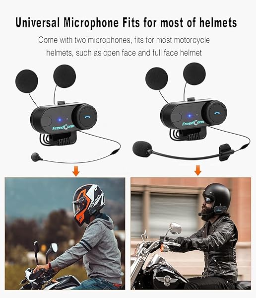 FreedConn TCOM VB Bluetooth Motorcycle Helmet Headset: 800M Intercom, Music Sharing, Waterproof, FM/Siri, 2-in-1 Mic for 3/4 Helmets - View 7 of 10