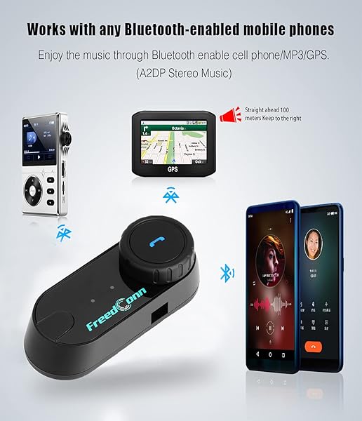 FreedConn TCOM VB Bluetooth Motorcycle Helmet Headset: 800M Intercom, Music Sharing, Waterproof, FM/Siri, 2-in-1 Mic for 3/4 Helmets - View 9 of 10