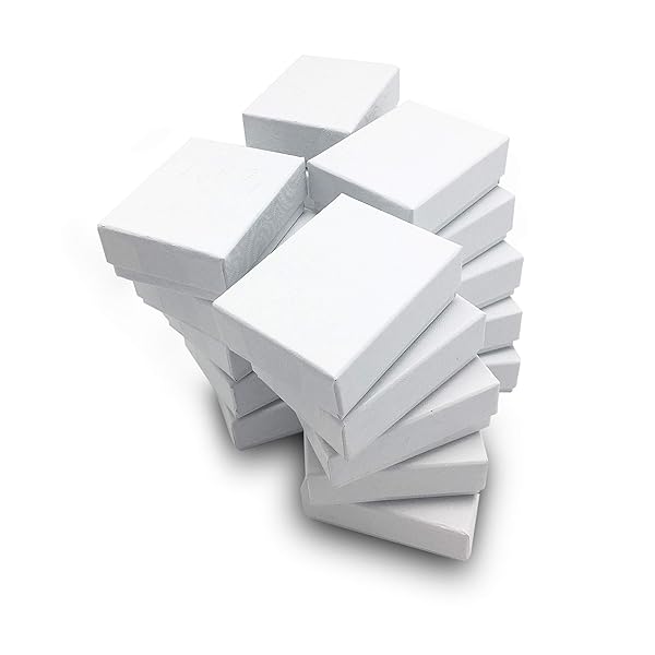 TheDisplayGuys For Your Modern Living TheDisplayGuys 25 Pack Cotton Filled Cardboard Jewelry Boxes White Swirl for Shipping or Storage 2.1 x 1.8 x 0.8 Inches - View 8 of 8