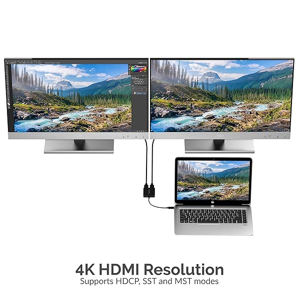 SABRENT SABRENT USB Type C Dual HDMI Adapter: Connect Two 4K Monitors (30Hz) - Windows Compatible (DA-UCDH) - View 3 of 8
