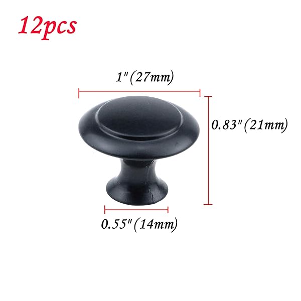 Antrader Antrader Flat Black Cabinet Hardware Round Knob 1 Inch Diameter 12 Pack with Mounting Screws for Kitchen and Bathroom Cabinets - View 2 of 5