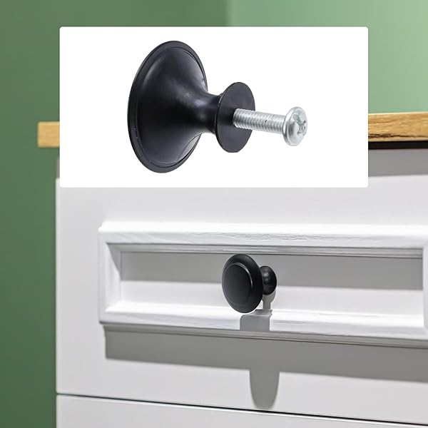 Antrader Antrader Flat Black Cabinet Hardware Round Knob 1 Inch Diameter 12 Pack with Mounting Screws for Kitchen and Bathroom Cabinets - View 4 of 5