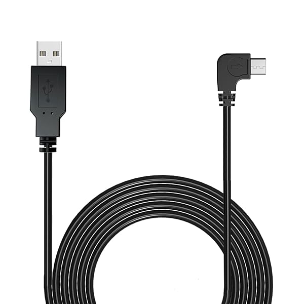YQMAJIM 11 Ft Dash Cam Power Cord - 90 Degree Micro USB Charging Cable for Car Cameras
