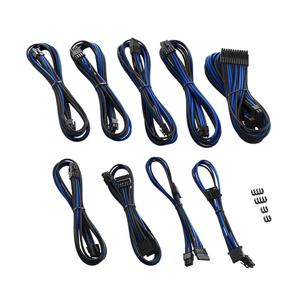 CableMod Upgrade Your Build: CableMod RT-Series Pro ModMesh Sleeved Cable Kit for ASUS, Seasonic & Phanteks (Black/Blue) - View 3 of 5