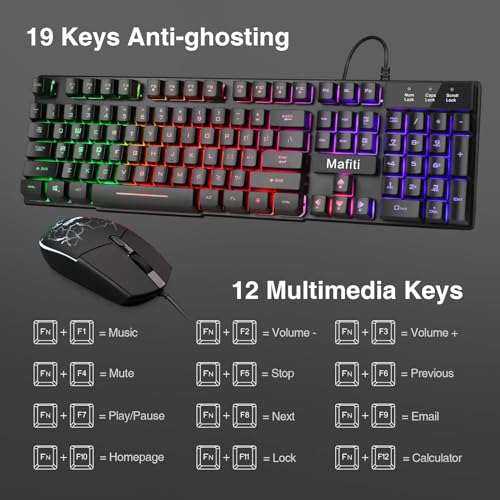 mafiti Mafiti Three Color LED Backlit Mechanical Feeling USB Wired Gaming Keyboard and Mouse Combo for Gaming and Work - View 6 of 8