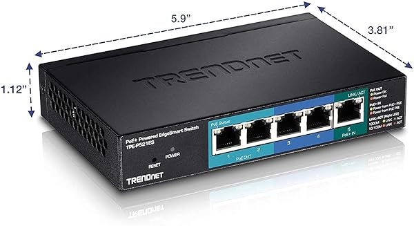 TRENDnet TRENDnet 5-Port Gigabit PoE+ Managed Switch - 18W PoE Budget, 10Gbps Capacity, Wall-Mountable, Lifetime Protection - View 4 of 6