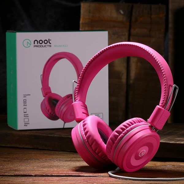 noot products Kids Headphones K22: Foldable Stereo, Tangle-Free, 5ft Cord - Perfect for iPad, Kindle, School & Travel - Flamingo Pink - View 6 of 6