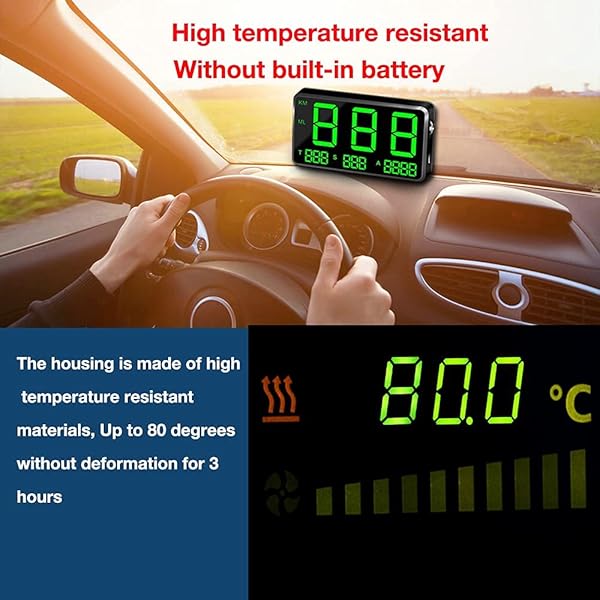 kingneed KingNeed Universal GPS Head-Up Display: Digital Speedometer & Odometer with Over Speed Alarm for All Vehicles (C80-1) - View 5 of 10