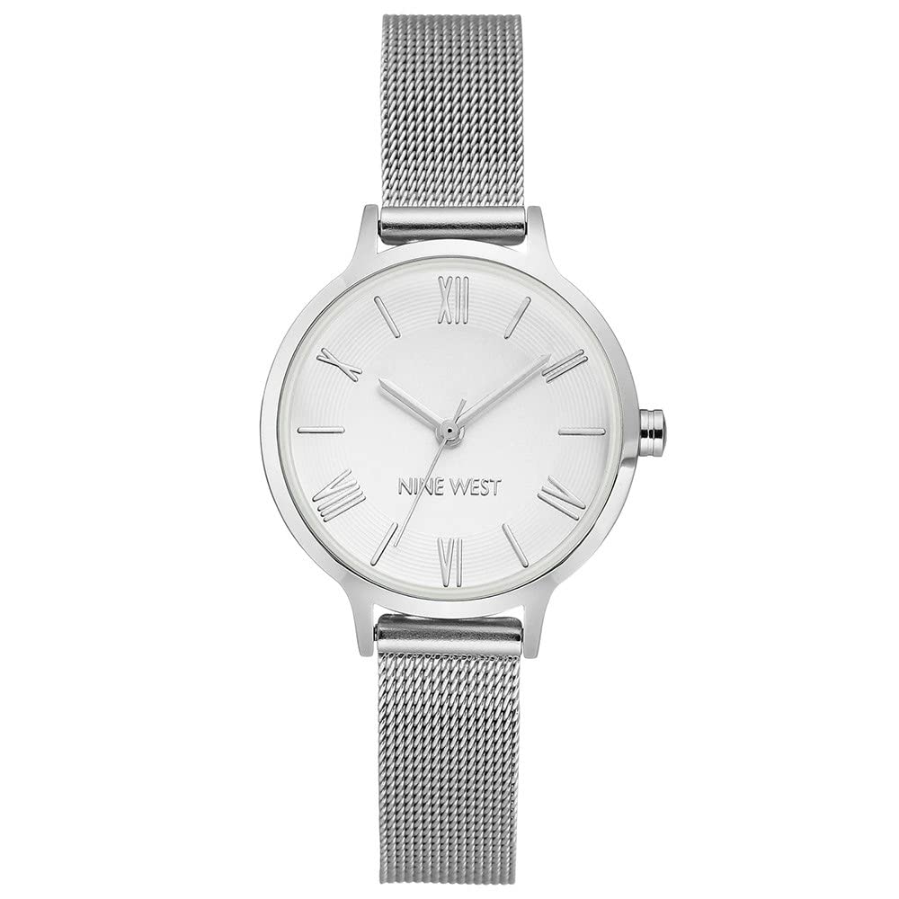 Nine West Women's Silver-Tone Mesh Bracelet Watch NW2229SVSV Stylish Timepiece for Everyday Wear
