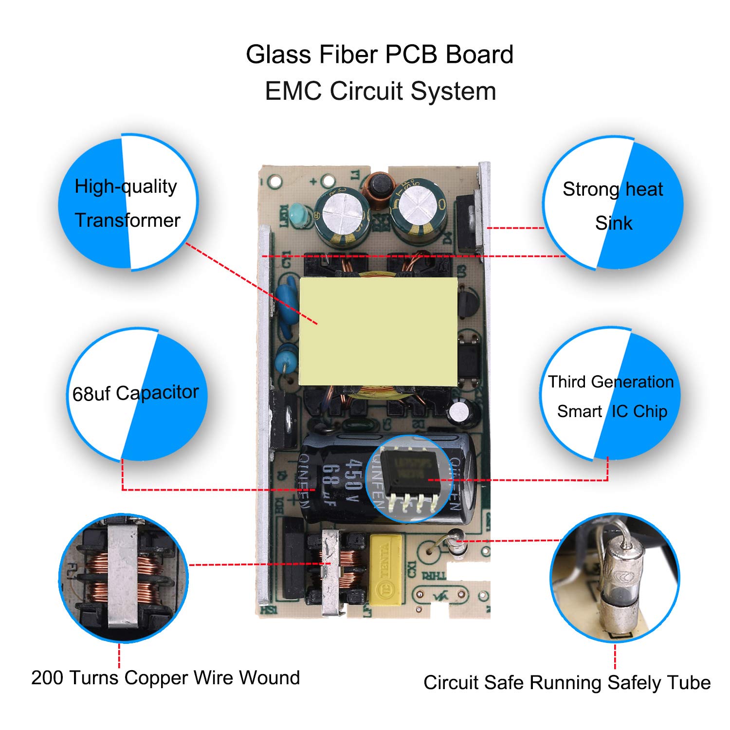 COOLM 12V 4A Power Supply COOLM AC to DC Converter Charger for LED Strip Lights CCTV Camera with 5.5x2.1mm DC Female Jack Socket - View 7 of 7
