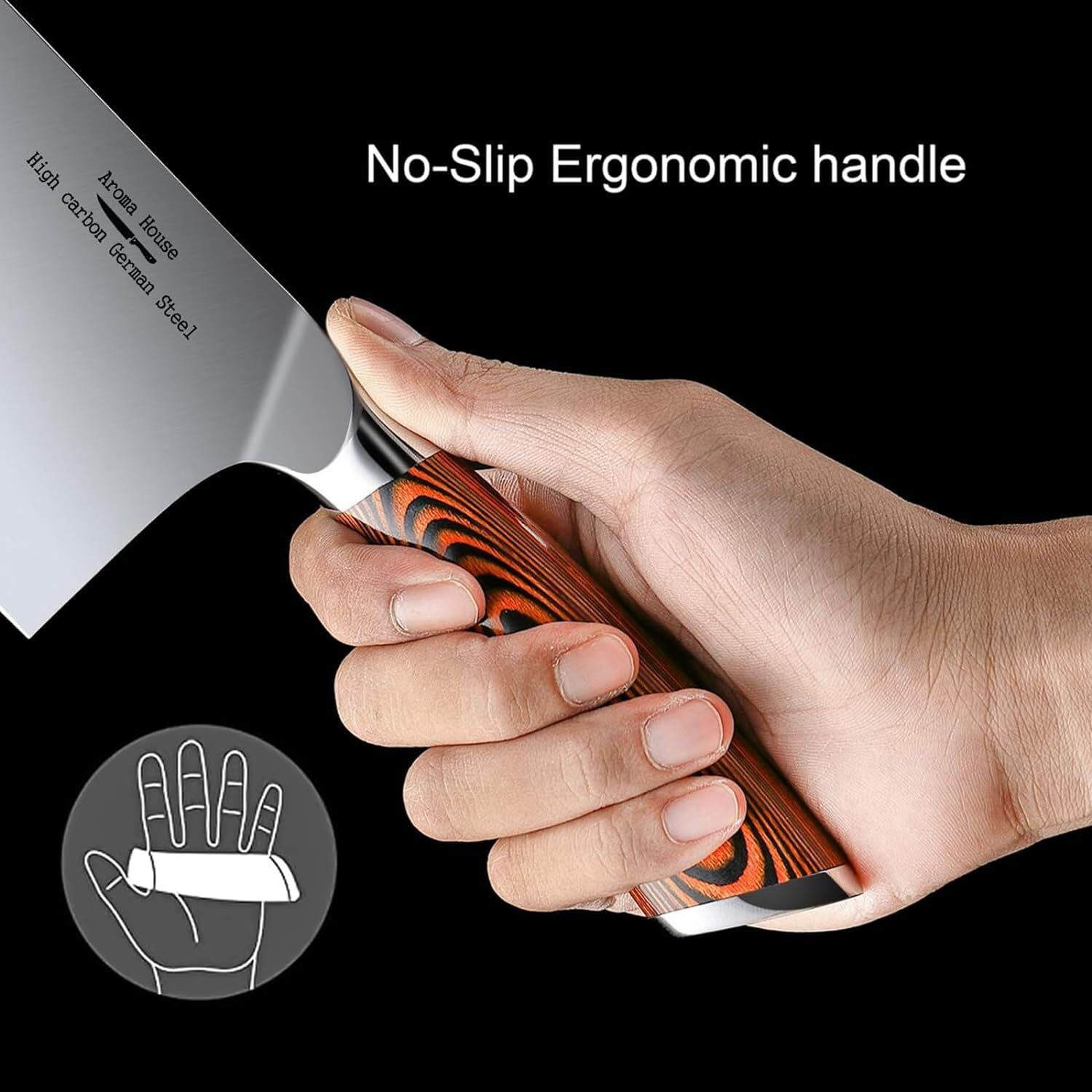 Aroma House Aroma House Ultra Sharp 7 Inch Meat Cleaver High Carbon German Stainless Steel Chef Knife for Kitchen and Restaurant - View 4 of 8