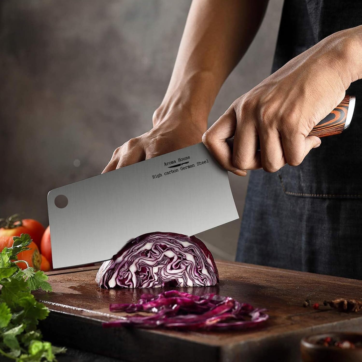 Aroma House Aroma House Ultra Sharp 7 Inch Meat Cleaver High Carbon German Stainless Steel Chef Knife for Kitchen and Restaurant - View 5 of 8