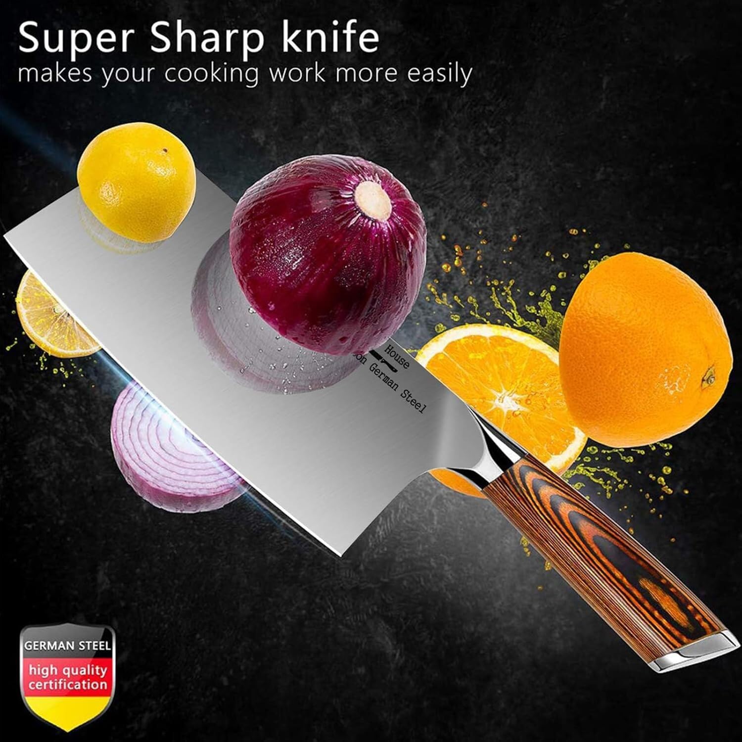 Aroma House Aroma House Ultra Sharp 7 Inch Meat Cleaver High Carbon German Stainless Steel Chef Knife for Kitchen and Restaurant - View 8 of 8