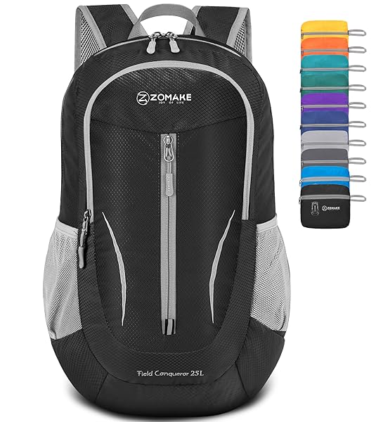 ZOMAKE ZOMAKE 25L Ultra Lightweight Packable Backpack - Water Resistant Folding Daypack for Travel & Hiking (Black)