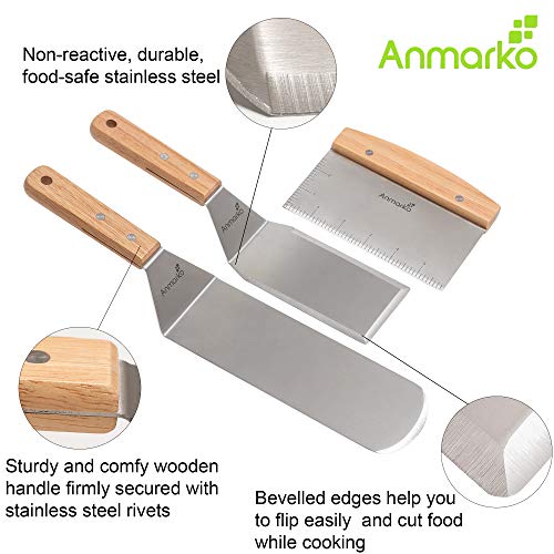 Anmarko Professional Stainless Steel Spatula Set - Heavy-Duty Griddle Scraper for Cast Iron & BBQ - Commercial Grade Accessories - View 3 of 7