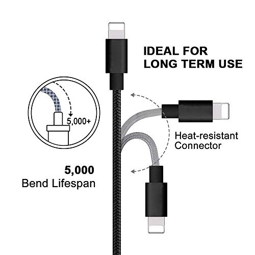RoFI RoFI 2Pack 2 Feet Nylon Braided Fast Charging USB Phone Charger Cable Compatible with iPhone X 8 7 6 Plus 5S SE Air Mini Silver - View 7 of 8