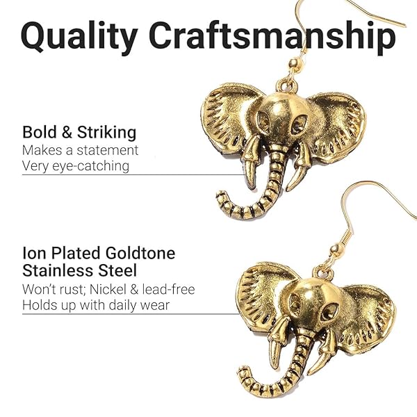 SHOP LC DELIVERING JOY Shop LC Elephant Earrings & Necklace Set - Chunky Gold Jewelry Gifts for Women - Perfect Christmas Present! - View 5 of 10