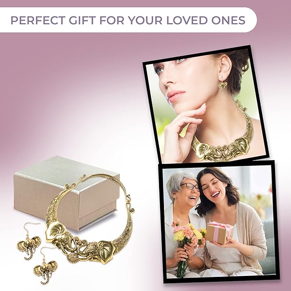 SHOP LC DELIVERING JOY Shop LC Elephant Earrings & Necklace Set - Chunky Gold Jewelry Gifts for Women - Perfect Christmas Present! - View 8 of 10