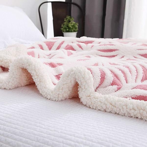 LOMAO LOMAO Sherpa Fleece Blanket Soft Dual Sided Throw Blanket for Couch Sofa Pink 51x63 - View 3 of 6
