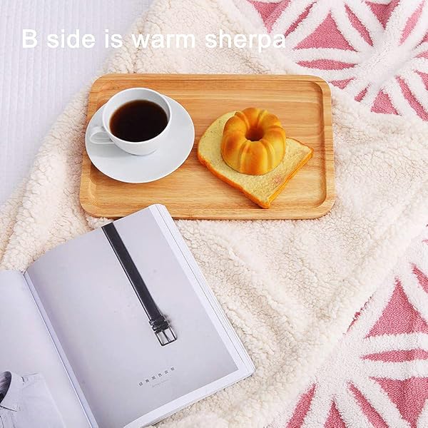 LOMAO LOMAO Sherpa Fleece Blanket Soft Dual Sided Throw Blanket for Couch Sofa Pink 51x63 - View 5 of 6