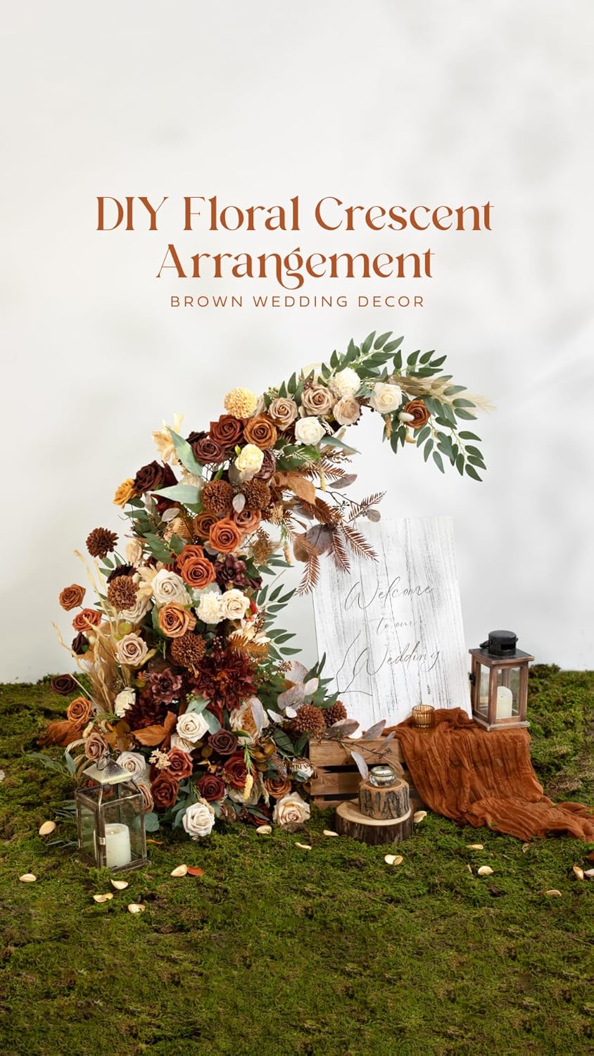 Ling's moment Ling's Moment 25Pcs Burnt Orange Roses Real Touch Foam Flowers for Wedding Bouquets Centerpieces and Home Decor - View 7 of 9