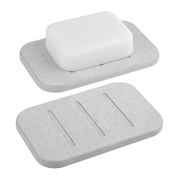 Linkidea Linkidea 2 Pack Diatomite Soap Dish - Fast Drying Soap Saver & Bar Holder for Bath & Shower (Gray)