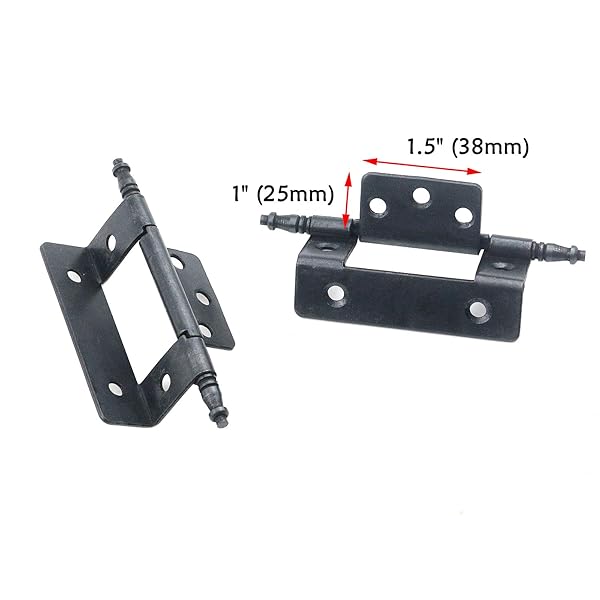 Antrader Antrader 2.75 Inch Full Inset Partial Wrap Long Axis Tip Hinge Vintage Black Cabinet Hinge 4 Pack for Furniture - View 3 of 5
