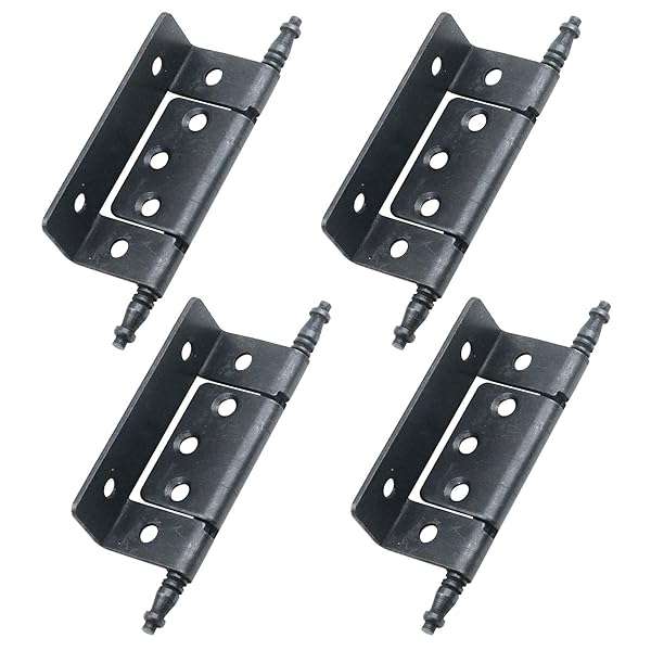Antrader Antrader 2.75 Inch Full Inset Partial Wrap Long Axis Tip Hinge Vintage Black Cabinet Hinge 4 Pack for Furniture