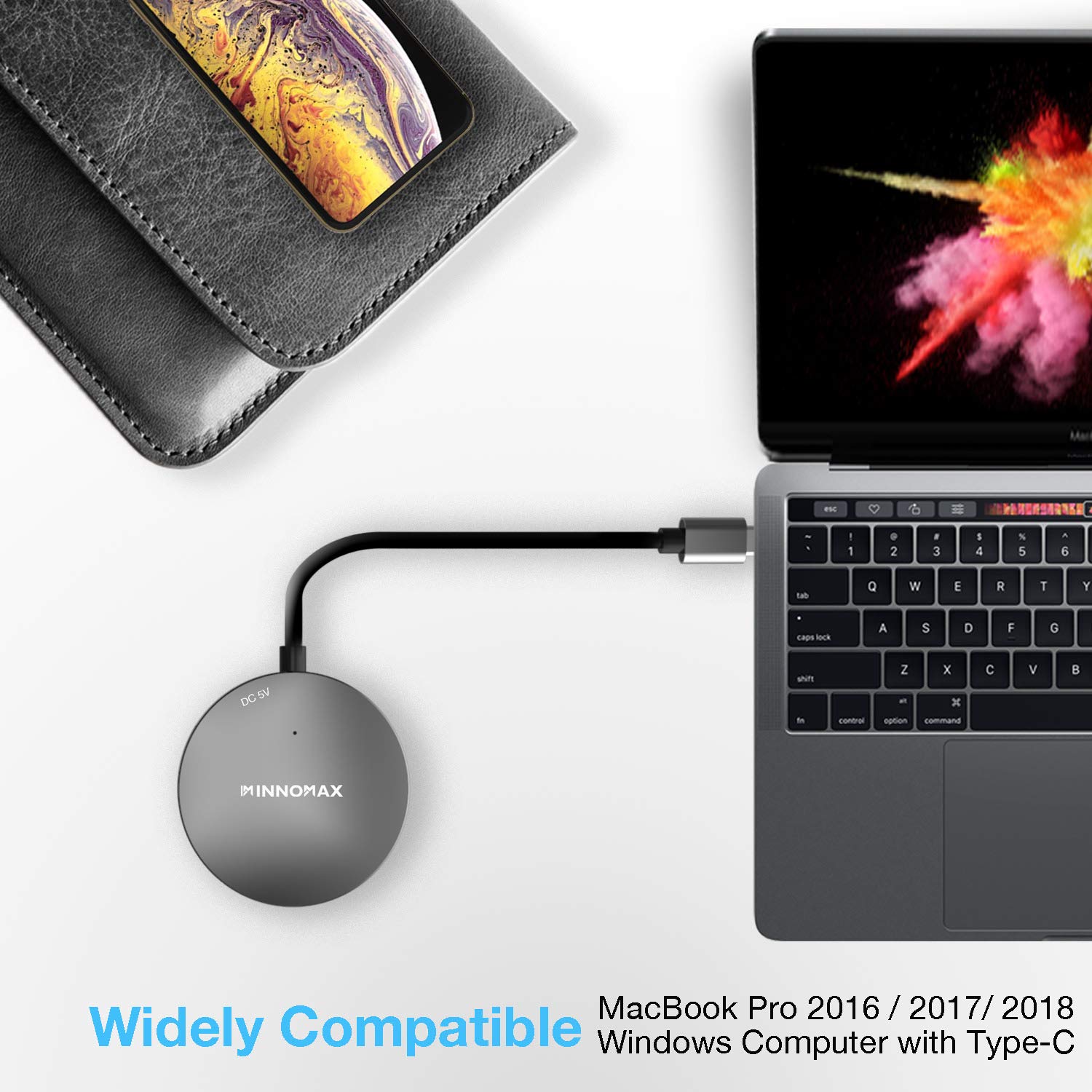 IM INNOMAX USB C Hub 4 Ports Adapter with Charging for MacBook Pro iMac Laptops and PCs Power Up Large USB Devices Gray - View 6 of 6