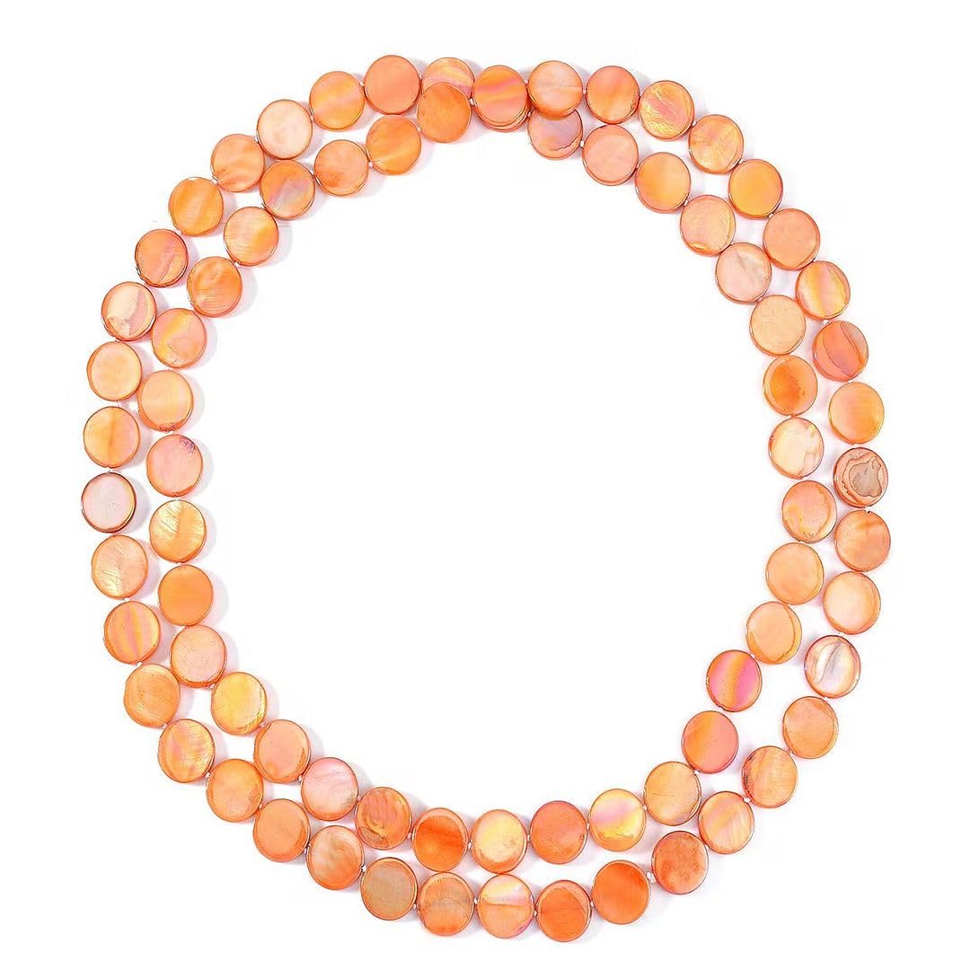 SHOP LC DELIVERING JOY Orange Beaded Necklaces for Women Chunky Costume Jewelry Boho Western Shell Beach Jewelry Birthday Gifts 46 Inches