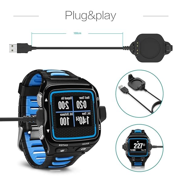 TUSITA TUSITA Charger for Garmin Forerunner 920XT Smartwatch USB Charging Cable Clip Cradle 100cm Fitness Tracker Accessory - View 4 of 7