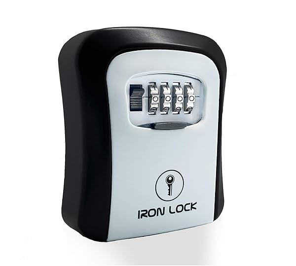 Iron Lock Iron Lock Key Lock Box Wall Mount 4 Digit Combination Waterproof Indoor Outdoor for Spare House Keys 5 Capacity